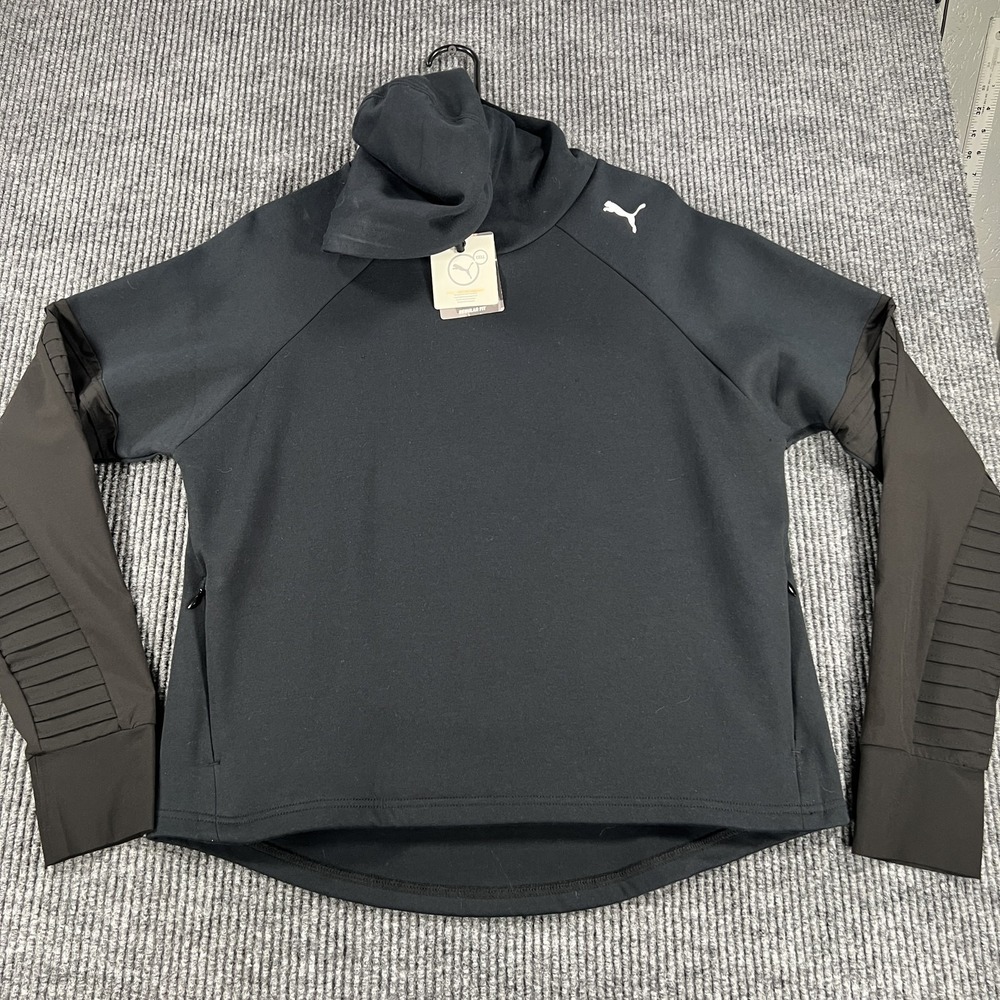 Puma Hoodie Womens Large EvoStripe Sweatshirt Pullover dryCELL Moisture Wicking